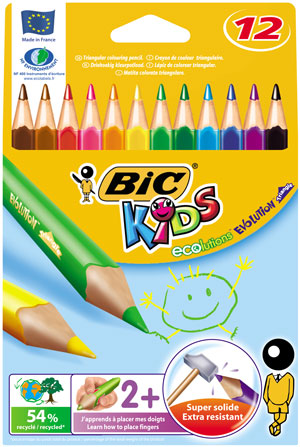З олівцями в пластиковому корпусі, наприклад такими, як тригранні BIC Kids Evolution Triangle, такого не відбувається - грифель міцно приварений до корпусу, заточується легко, а головне, малюк не поранитися гострими краями