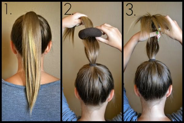 Покрокова інструкція як зробити об'ємний пучок без шпильок з бубликом на довге волосся